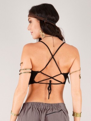 Toonzshop Adrina Crop Top Topjes Dames Zwart | 506279-ALB