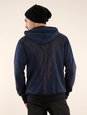 Toonzshop Aegnor Circuit Zipped Hoodie Hoodie Heren Blauw | 695841-MZH