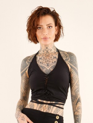 Toonzshop Afra Crop Top Topjes Dames Zwart | 706124-YLV