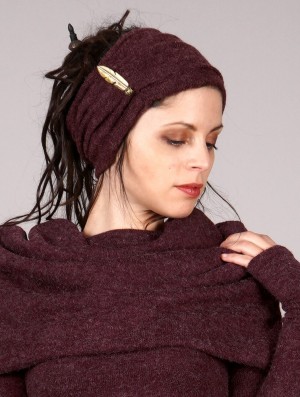 Toonzshop Aikköoz Feathered Headband Hoeden Dames Wine | 607314-YCD
