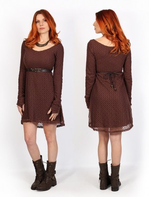 Toonzshop Alchemÿa Crochet Lining Dress Jurk Dames Bruin | 512743-MNA