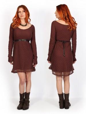 Toonzshop Alchemÿa Crochet Lining Dress Jurk Dames Bruin | 857103-FLN