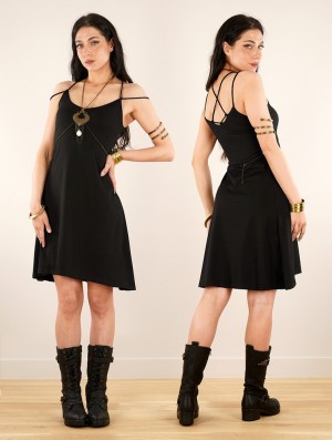 Toonzshop Alchemyü Strappy Short Dress Jurk Dames Zwart | 350624-PAS