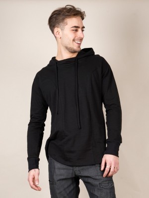 Toonzshop Aldaron Hooded Long Sleeve Shirt Overhemd Heren Zwart | 458763-FEM
