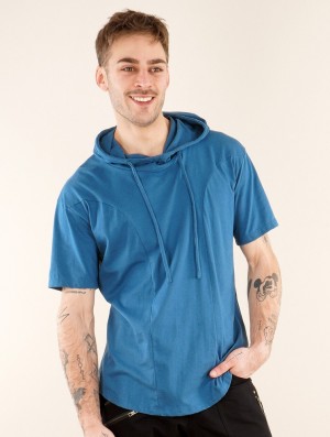 Toonzshop Aldaron Hooded T-shirt T-Shirt Heren Blauw | 057634-XFS