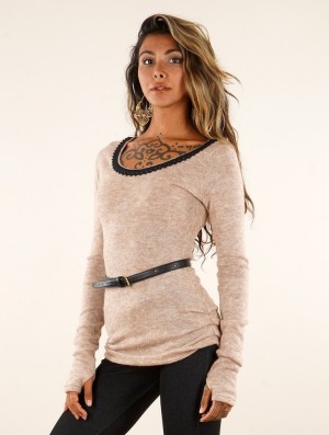 Toonzshop Aëlys Pullover Pullover Dames Beige | 281094-VKF