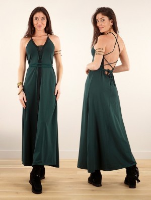 Toonzshop Amulette Lace-up Split Long Dress Jurk Dames Pauw | 156042-MXE