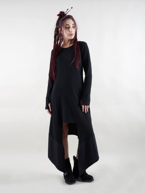 Toonzshop Anat Long Sleeve Long Dress Jurk Dames Zwart | 926785-LFD