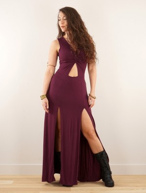 Toonzshop Andreas Long Split Strappy Dress Jurk Dames Wine | 072518-HIO