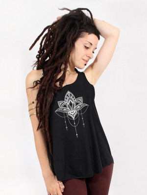 Toonzshop Anitaya Printed Tank Top Tanktop Dames Zwart Zilver | 761329-IJU