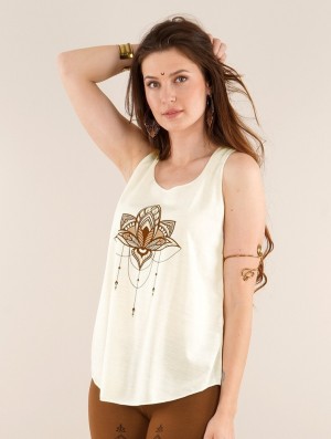 Toonzshop Anitaya Printed Tank Top Tanktop Dames Wit Bruin | 479312-YHT