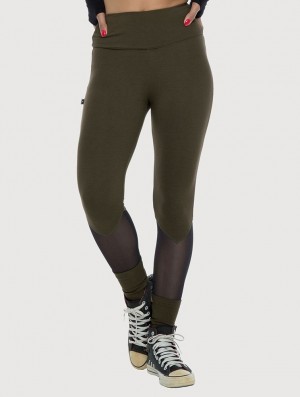 Toonzshop Arrow Mesh Insert Long Leggings Leggings Dames Donkergroen | 860324-NHV