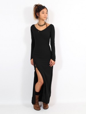 Toonzshop Aryäa Long Dress Jurk Dames Zwart | 642073-VAN