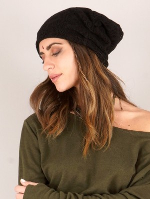 Toonzshop Aslan Pleated Crochet Beanie Muts Dames Zwart | 402957-PLT