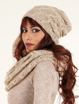 Toonzshop Aslan Pleated Crochet Beanie Muts Dames Beige | 345019-UJF
