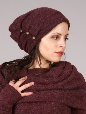 Toonzshop Aslany Beaded Beanie Muts Dames Mottled wine | 643219-MSF