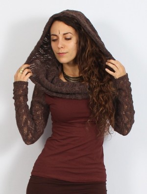 Toonzshop Atmäa Crochet Long Sleeve Top Topjes Dames Bruin | 794238-LJQ