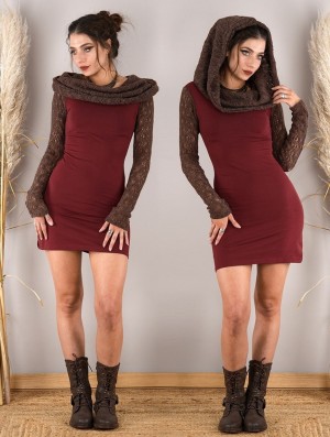Toonzshop Atmäa Crochet Long Sleeved Dress Jurk Dames Bruin | 913628-XCM