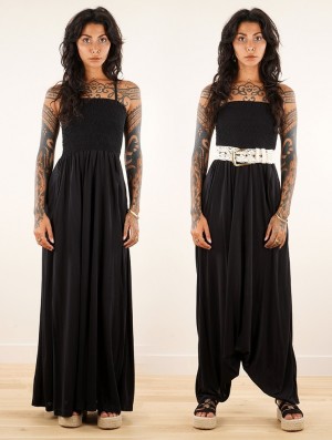 Toonzshop Aulë 2in1 Long Dress / Harem Playsuit Jurk Dames Zwart | 654308-JWS