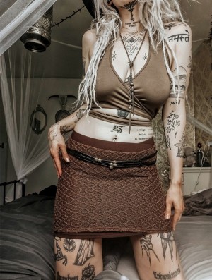 Toonzshop Ayüuki Crochet Mini Skirt Rok Dames Bruin | 627045-QPA
