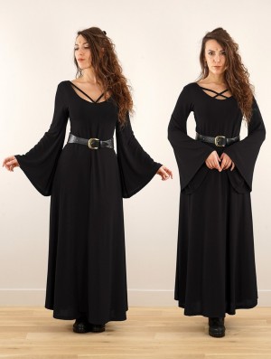 Toonzshop Black Moon Reversible Long Dress Jurk Dames Zwart | 946705-MJQ