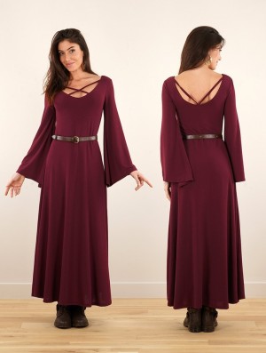 Toonzshop Black Moon Reversible Long Dress Jurk Dames Wine | 024638-PMB