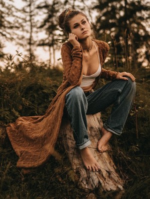 Toonzshop Boheme Crochet Long Cardigan Cardigan Dames Rusty | 879150-EAH