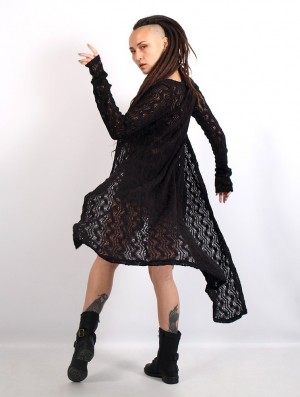 Toonzshop Boheme Crochet Long Cardigan Cardigan Dames Zwart | 543109-KON
