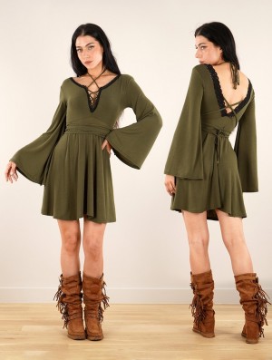 Toonzshop Bohemian Dress "Orphée" Jurk Dames Groen | 537860-RGL