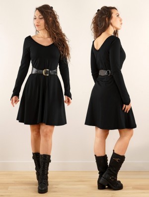 Toonzshop Bohemian Dress "Proserpine" Jurk Dames Zwart | 102835-DKU