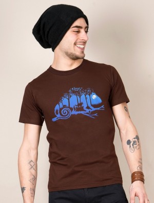 Toonzshop Cameleon Printed Short Sleeve T-shirt T-Shirt Heren Bruin | 703549-DQV