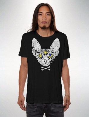 Toonzshop Catsin Printed Short Sleeve T-shirt T-Shirt Heren Zwart | 268053-WKP