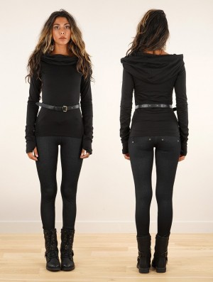Toonzshop Chryzz Long Sleeve Top Topjes Dames Zwart | 075416-CEL