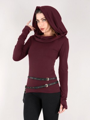 Toonzshop Chryzz Long Sleeve Top Topjes Dames Wine | 921703-CMX