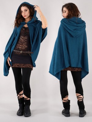 Toonzshop Danae Hooded Cape Poncho's Dames Blauw | 642503-DJO