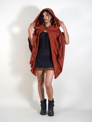 Toonzshop Danae Hooded Cape Poncho's Dames Sienna | 037851-JXN