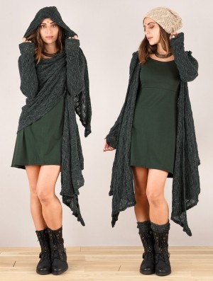 Toonzshop Danaeriz Long Sleeve Hooded Crochet Shawl Cardigan Cardigan Dames Grijs | 314670-ACP