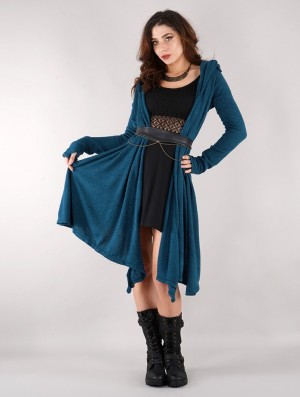 Toonzshop Danaeriz Long Sleeve Hooded Shawl Cardigan Cardigan Dames Blauw | 539610-LKC
