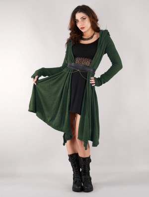 Toonzshop Danaeriz Long Sleeve Hooded Shawl Cardigan Cardigan Dames Groen | 198407-LBD