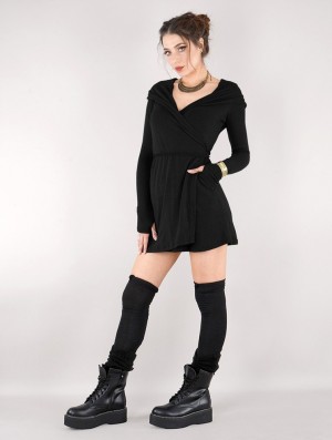 Toonzshop Dark Wrap Sweater Dress Jurk Dames Zwart | 359280-LPC