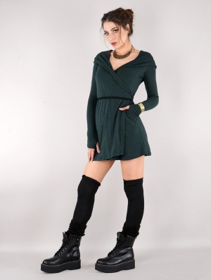 Toonzshop Dark Wrap Sweater Dress Jurk Dames Donker | 612495-DJP