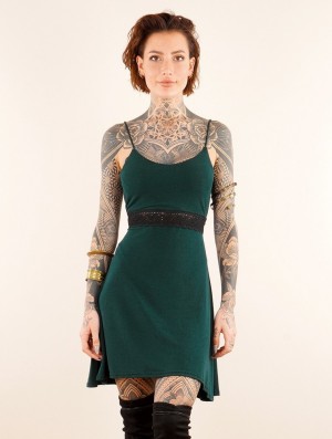 Toonzshop Düune Skater Dress With Crochet Jurk Dames Pauw | 206978-ARD