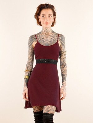 Toonzshop Düune Skater Dress With Crochet Jurk Dames Wine | 082965-YWL