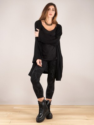 Toonzshop Earwen Knitted Long Jacket Jassen Dames Zwart | 912583-OZH