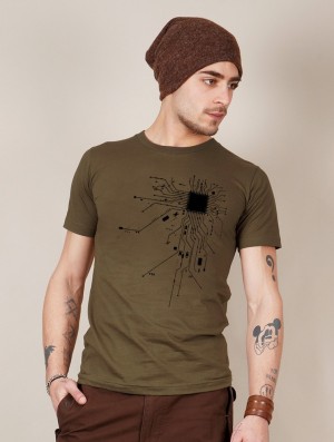Toonzshop Electrosystem Printed Short Sleeve T-shirt T-Shirt Heren Lichtgroen | 543726-UFX