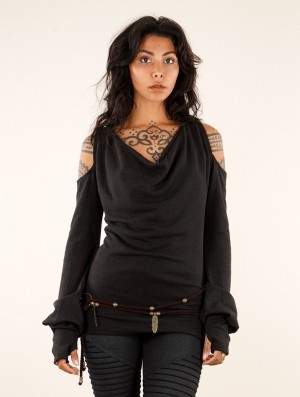 Toonzshop Elixir Bare Shoulder Pullover Pullover Dames Zwart | 370164-VBX