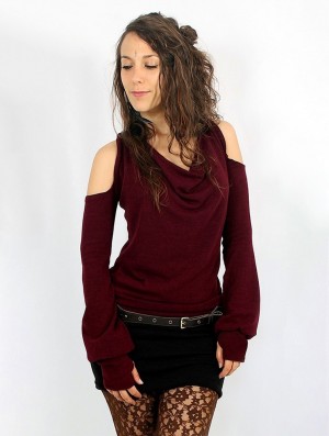 Toonzshop Elixir Bare Shoulder Pullover Pullover Dames Wine | 674325-POA