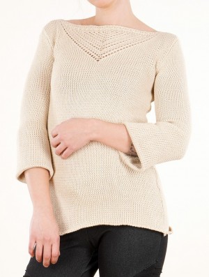 Toonzshop Endariadef Open Work Boat Neck Knit Sweater Trui Dames Beige | 752961-EUF