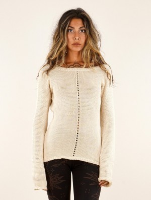 Toonzshop Endarial Reversible Open Work Knit Sweater Trui Dames Beige | 317092-RLK