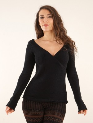 Toonzshop Endarial Reversible Open Work Knit Sweater Trui Dames Zwart | 469380-NDZ